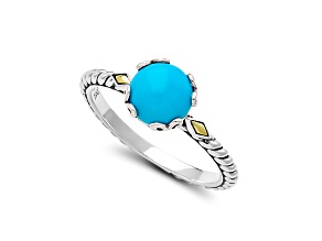 Silver Treasures by Samuel B. Sleeping Beauty Turquoise with 18K Yellow Gold Sterling Silver Ring