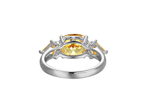 Yellow Cubic Zirconia Platinum Over Sterling Silver November Birthstone Ring 5.49ctw