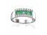 Oval Emerald and Round Moissanite Sterling Silver Wide Band Ring