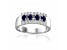 Oval Blue Sapphire and Round Moissanite Sterling Silver Wide Band Ring