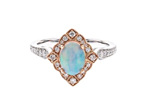 10K Two Tone Gold Ethiopian Opal & Diamond Ring