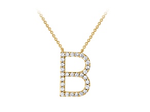 White Lab-Grown Diamond F-G SI 14K Yellow Gold Over Silver "B" Initial Station Necklace 0.50ctw