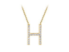 White Lab-Grown Diamond F-G SI 14K Yellow Gold Over Silver "H" Initial Station Necklace 0.50ctw