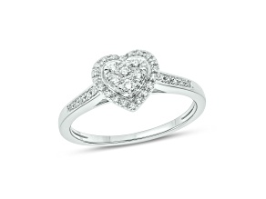 Composite Diamond 10K White Gold Heart Shape Ring 0.10ctw