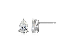 Pear Shape Moissanite Platineve Stud Earrings 3.00ctw DEW