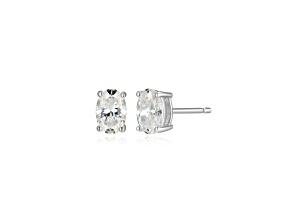 Oval Moissanite Platineve Stud Earrings 1.00ctw DEW