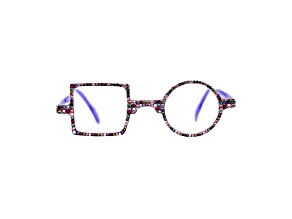Blue circle and square reading glasses
