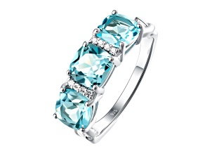 Sky Blue Topaz Rhodium Over Sterling Silver Ring 3.20 cttw