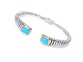 Silver Treasures by Samuel B. 8x6mm Sleeping Beauty Turquoise Silver & 18k Gold Accent Cuff