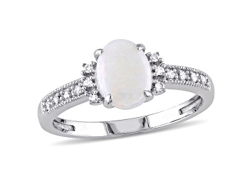 Picture of Opal and Diamond 10K White Gold Ring 0.73ctw