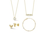 Rachel Zoe "Bezel Edit" 14K Yellow Gold Over Sterling Silver Bezel Set Cubic Zirconia 4-Piece Set
