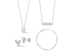 Rachel Zoe "Bezel Edit" Rhodium Over Sterling Silver Bezel Set Cubic Zirconia 4-Piece Set