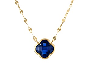 Lab Created 5.34ctw 7mm Sapphire 10k Yellow Gold Clover Necklace
