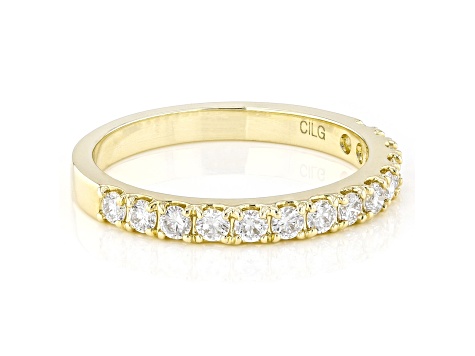White Lab-Grown Diamond F-G VS-SI 14kt Yellow Gold Wedding Band Ring 0.50ctw