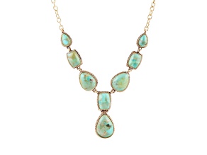 Barse Jewelry Blue Composite Turquoise Roped Gold Tone Y-Necklace