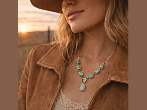 Barse Barse Jewelry Blue Composite Turquoise Roped Gold Tone Y-Necklace ...
