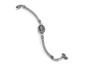 Silver Treasures by Samuel B. Hamsa Hand Cameo  Sterling Silver w/18K Gold Accent Bracelet