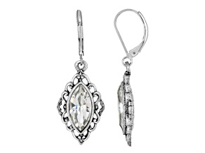 1928 Jewelry Silver Tone Crystal Diamond Drop Leverback Earrings