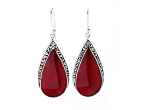 Silver Treasures by Samuel B. Coral Pear Shape Sterling Silver Earrings