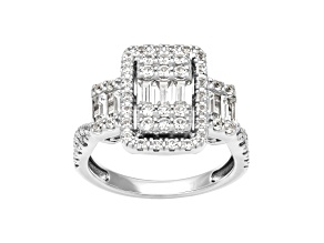 Lab Created White Sapphire Sterling Silver Engagement Ring 1.38ctw