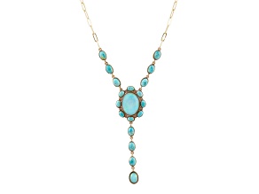 Barse Jewelry Aurora Blue Opal Golden Y Necklace