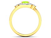 0.9ctw Green Peridot and Diamond 14K Yellow Gold Halo Ring