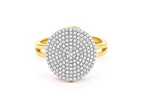 White Diamond 14K Yellow Gold Over Sterling Silver Right Round Statement Ring 0.25ctw