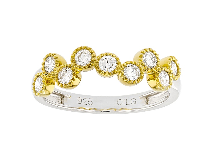 White Lab-Grown Diamond F-G SI 14K Yellow Gold Over Sterling Silver Ring 0.50ctw
