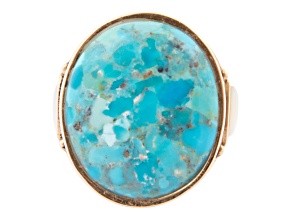 Barse Jewelry Blue Composite Turquoise With White Mother-of-Pearl Gold Tone Statement Ring