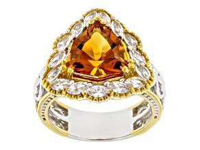 Yellow Citrine Rhod/24k Yellow Gold Over Palladium Sterling Silver Ring 4.80ctw