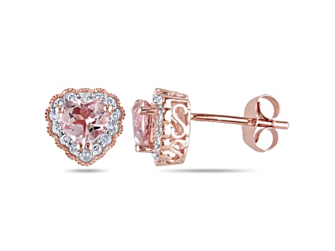 Morganite and Diamond 10K Pink Gold Earrings 1.09ctw
