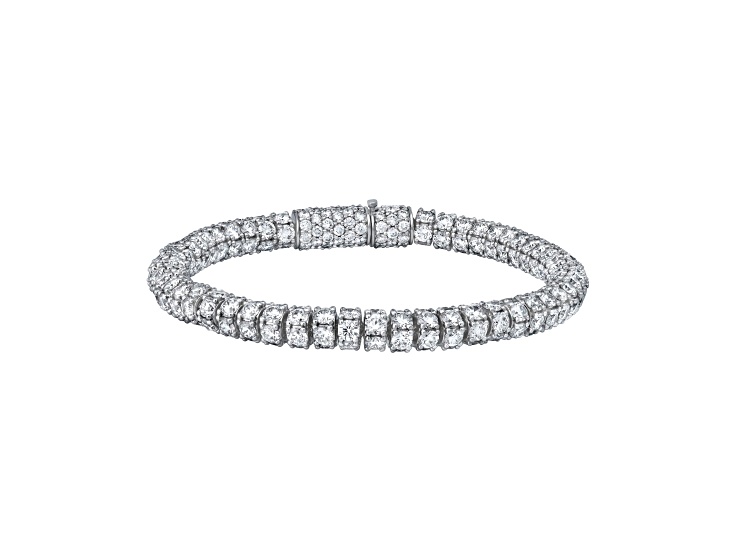 White Lab-Grown Diamond E-F VS Rhodium Over Sterling Silver Tube Bracelet 10.00ctw