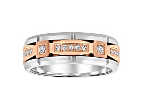 Tungsten Comfort™ 0.20ctw Diamond Tungsten 8MM Rose Ion Plated Brick Edge Band