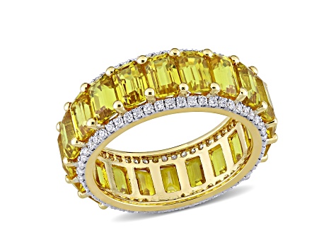 Yellow Sapphire and Diamond 14K Yellow Gold Ring 12.54ctw