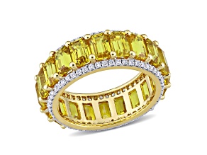 Yellow Sapphire and Diamond 14K Yellow Gold Ring 12.54ctw