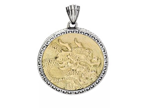 Silver Treasures by Samuel B. Sterling Silver & 18k Yellow Gold Dragon Medallion Pendant