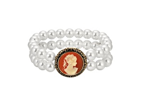 Carnelian Cameo Double Row Str Bracelet
