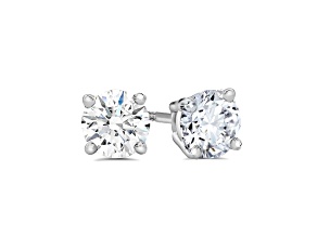 Lab Grown White Diamond 14K White Gold Stud Earrings VS1 Clarity E Color, IGI Certified 1ctw