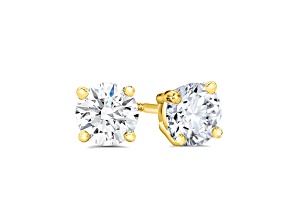 Lab Grown White Diamond 14K Yellow Gold Stud Earrings VS1 Clarity E Color, IGI Certified 1ctw