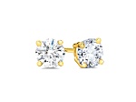 Lab Grown White Diamond 14K Yellow Gold Stud Earrings VS1 Clarity E Color, IGI Certified 1ctw