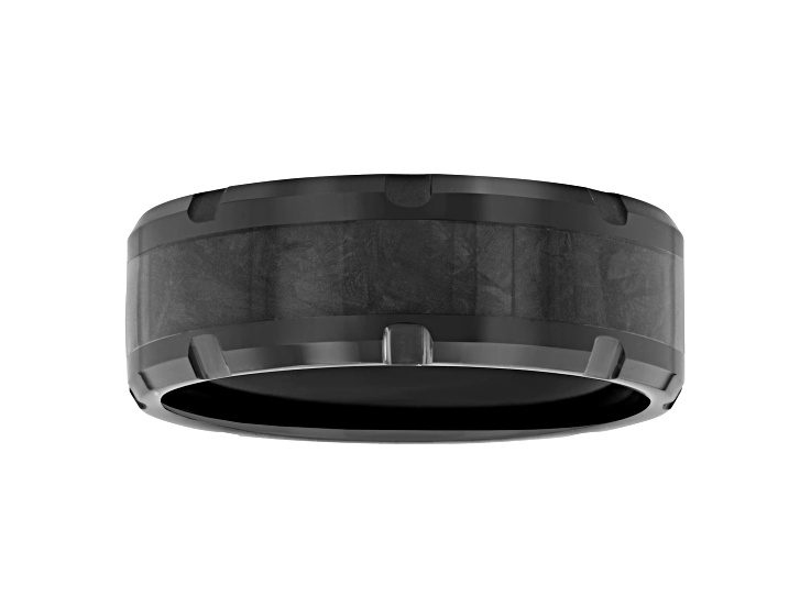 Tungsten Comfortâ„¢ Tungsten Black Ion Plated with Carbon Fiber Center Band