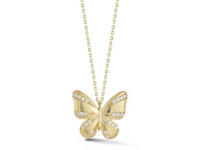 Sterling Statements 14K Yellow Gold Over Sterling Silver Cubic Zirconia Butterfly Pendant Necklace