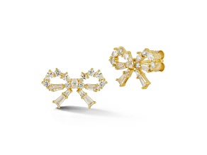 Rachel Zoe 14K Yellow Gold Over Sterling Silver White Cubic Zirconia Glitzy Bow Stud Earrings
