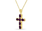 Red Ruby with White Diamond Accent 14K Gold Over Sterling Silver Pendant with Chain 2.60ctw