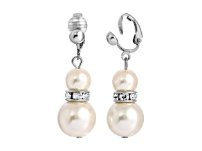 1928 Jewelry Silver-Tone Graduated  Simulated Pearl Clip Earrings