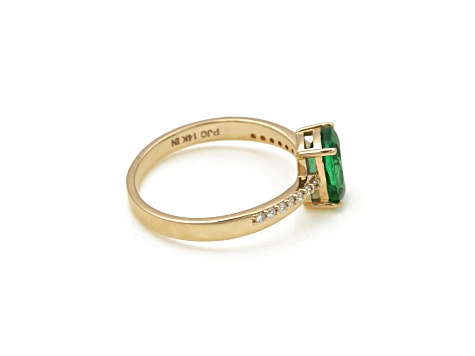 1.30 Ctw Emerald with 0.09 Ctw Diamond ing in 14K YG