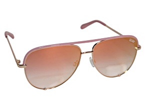 QUAY "HIGH KEY CONTRAST" Rose Gold Aviator / Black Pink Mirrored Lenses Sunglasses