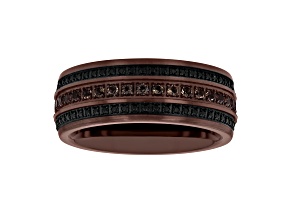 Tungsten Comfort™ Black Sapphire and Smoky Quartz Tungsten 9MM Brown Ion Plated Band