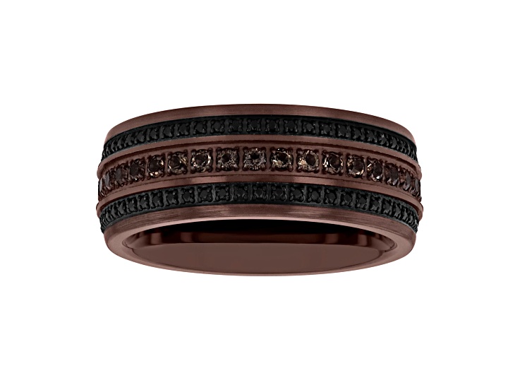 Tungsten Comfortâ„¢ Black Sapphire and Smoky Quartz Tungsten 9MM Brown Ion Plated Band