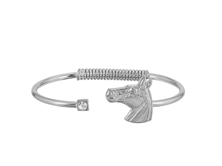 1928 Jewelry Crystal and Horse Accent Hinge Bracelet